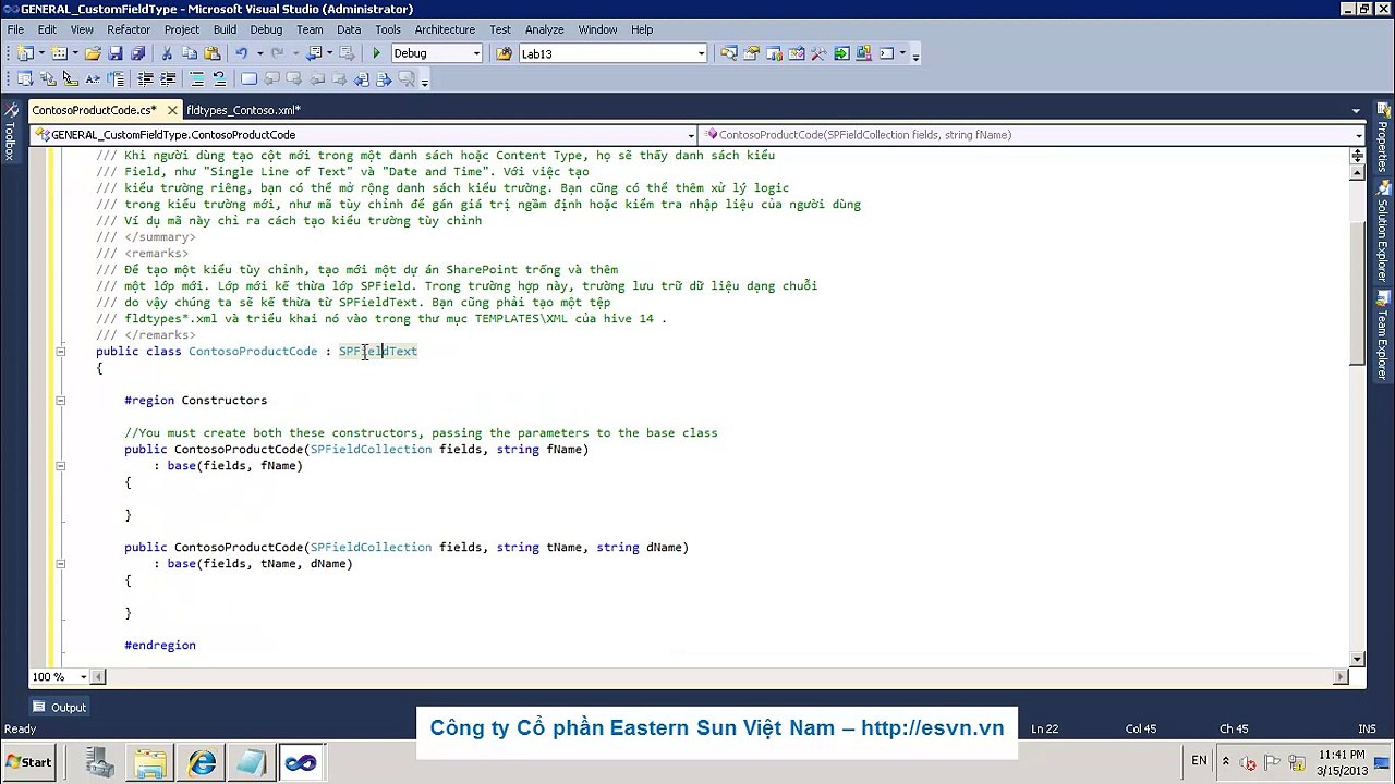 Lập trình SharePoint  Tạo kiểu trường tùy chỉnh (Custom Field)
