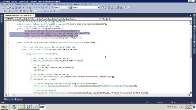 Phát triển Content Types bằng Visual Studio 2010