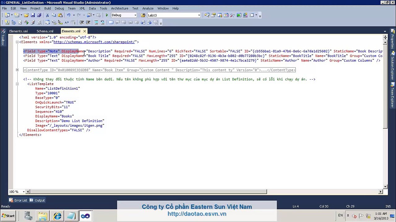 Phát triển List Definition cho SharePoint 2010