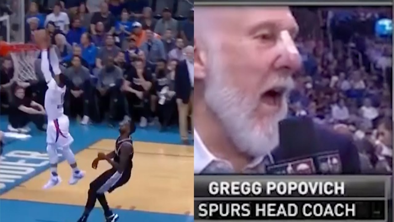 Russell Westbrook's Steal & Slam Makes Coach Pop TROLL His Own Team