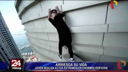 Joven ruso realiza peligrosas acrobacias sobre un rascacielos en Dubái