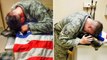 Air Force Sgt hugs his dead K-9 draped in an American flag