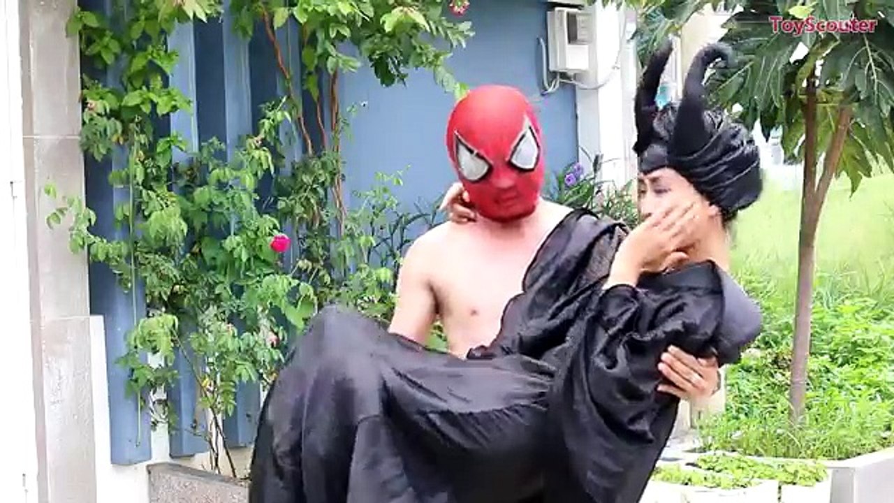 Spiderman Saves Frozen Elsa in the Rain! w/ Joker, Maleficent & Superman in Real Life