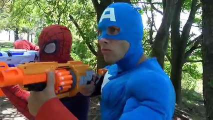 Nerf War: Gun Battle Game Frozen Elsa & Spiderman, Captain America vs Kilo Ren w/ Rey