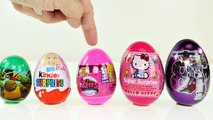 Learn Sizes with Toy Surprise Eggs! Kinder Surprise Barbie Hello Kitty TMNT Zelfs Chocolat