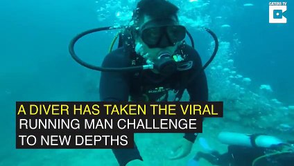Underwater Running Man Challenge with Sharks