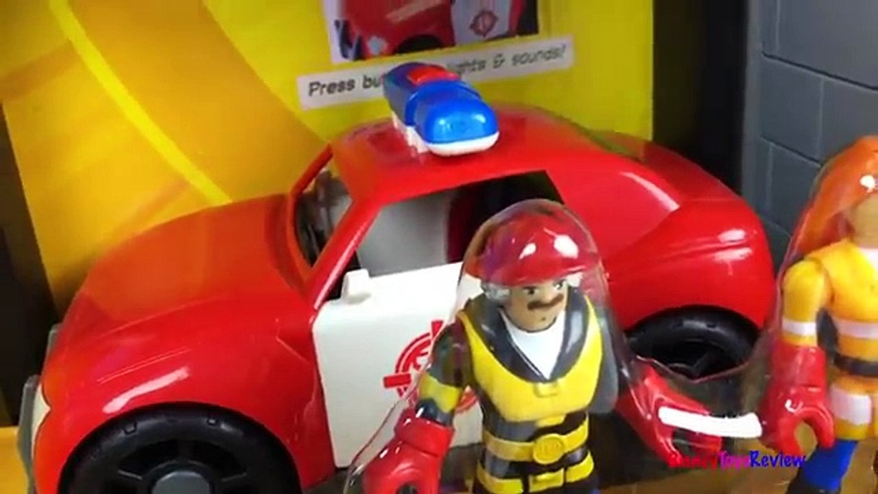 IMAGINEXT RESCUE HEROES FIREHOUSE WITH FIRE FIGHTERS EMERGENCY VEHICLE FROM FISHER PRICE - UNBOXING