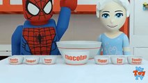 Spiderman cooking skittles cookies with gelli slime. Fat Spiderman vs Fat Frozen elsa weig