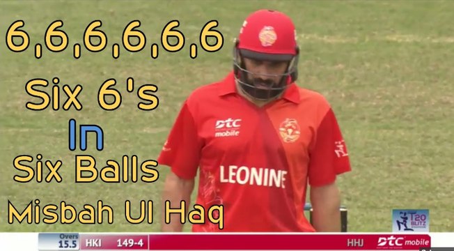 Misbah Ul Haq Blast 6 Sixes In 6 Balls Hongkong T20 Blitz 2017