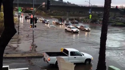 Lamborghini driving through deep water