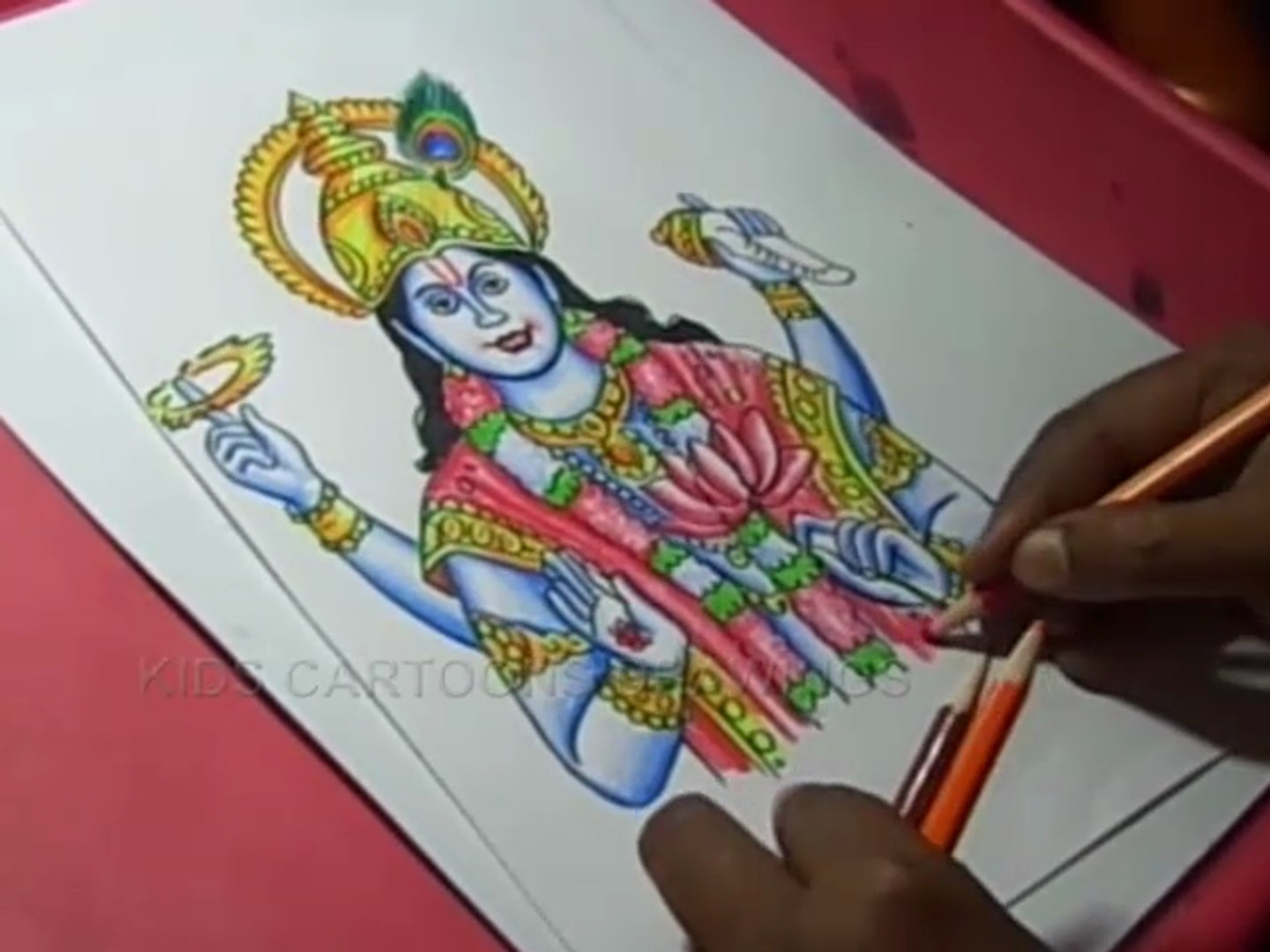 How to Draw Lord Vishnu Color Drawing for kids - video Dailymotion