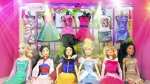 Barbie Doll Clothes Disney Princess Dress Up Challenge Frozen Elsa Snow White Cinderella Aurora