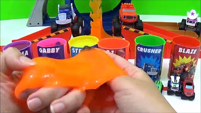 Blaze & The Monster Machines Slime Toys Surprises! Learn Colors, Blaze, AJ, Crusher Race Video, Kids