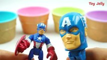 Play Doh Ice Cream Cups Surprise Toys Marvel Avengers, Hulk, Spiderman, Ironman, Captain America