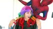 SPIDERMAN Cuts Hair FROZEN ELSA Gets Rainbow Hair! w/ Maleficent & Joker - Superhero Real