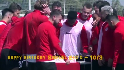 Samuel Eto'o reaction after Teammates throwing cake on his face
