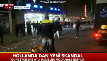 HOLLANDA POLİSİ CANLI YAYINDA TÜRK VATANDAŞLARININ ÜSTÜNE AT SÜRDÜ