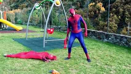 Spiderman vs Venom Saves Elsa Frozen in Real Life - Disney superheroes Nerf Movie Fights