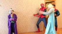 Человек-паук против Джокера против замороженные Эльза безумная Радуга волос! Вт/ розовый Человек-паук, Веном смешные Су