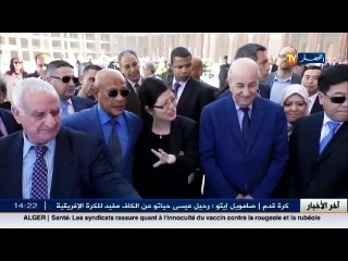 تبون   هذا يوم تاريخي أنهينا أشغال صومعة المسجد الاعظم..