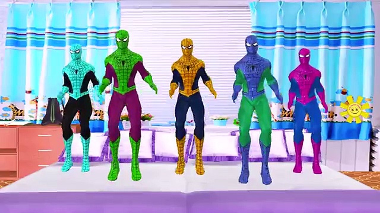 Colors Spiderman Finger Family Five Little Monkeys Jumping On The Bed Nursery Rhymes Colle