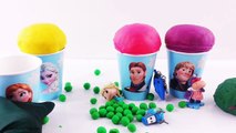 Disney Frozen! Clay Foam Surprise Eggs Cups! Play-Doh Dippin Dots Toy Surprises! Learn Col