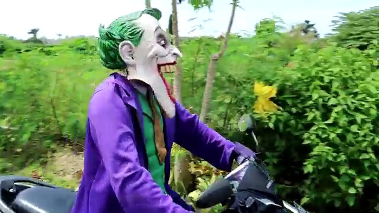 Spiderman Motorbike CRASH in POOL! w/ Hulk Mickey Mouse Frozen Elsa & Joker in Real Life
