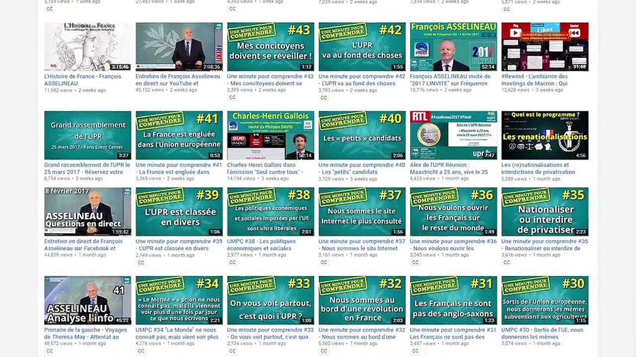 Présidentielle : François Asselineau vu à travers sa chaîne YouTube