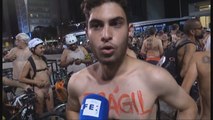 Ciclistas se desnudan en Brasil para mostrar su 