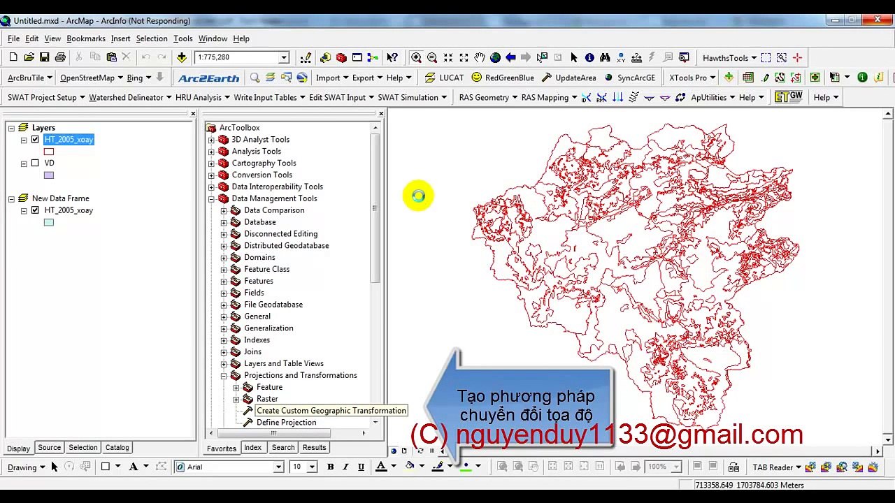 Chuyển đổi tọa độ phẳng từ WGS84 sang VN2000 (ArcGIS)