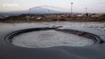 Incredible mud volcano beneath Mount Etna