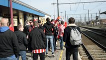 Les supporters de l'Excel Mouscron ont mis l'ambiance à la gare