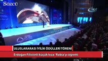 Erdoğan Filistinli küçük kıza ’Rabia’yı öğretti