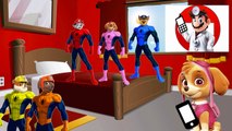 Paw Patrol Spiderman Cartoon Nursery Rhymes - 5 Little Monkeys Jumping On The Bed