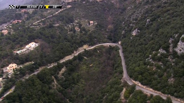 Le peloton dans la descente / The pack in the downhill - Étape 8 (Nice / Nice) - Paris-Nice 2017