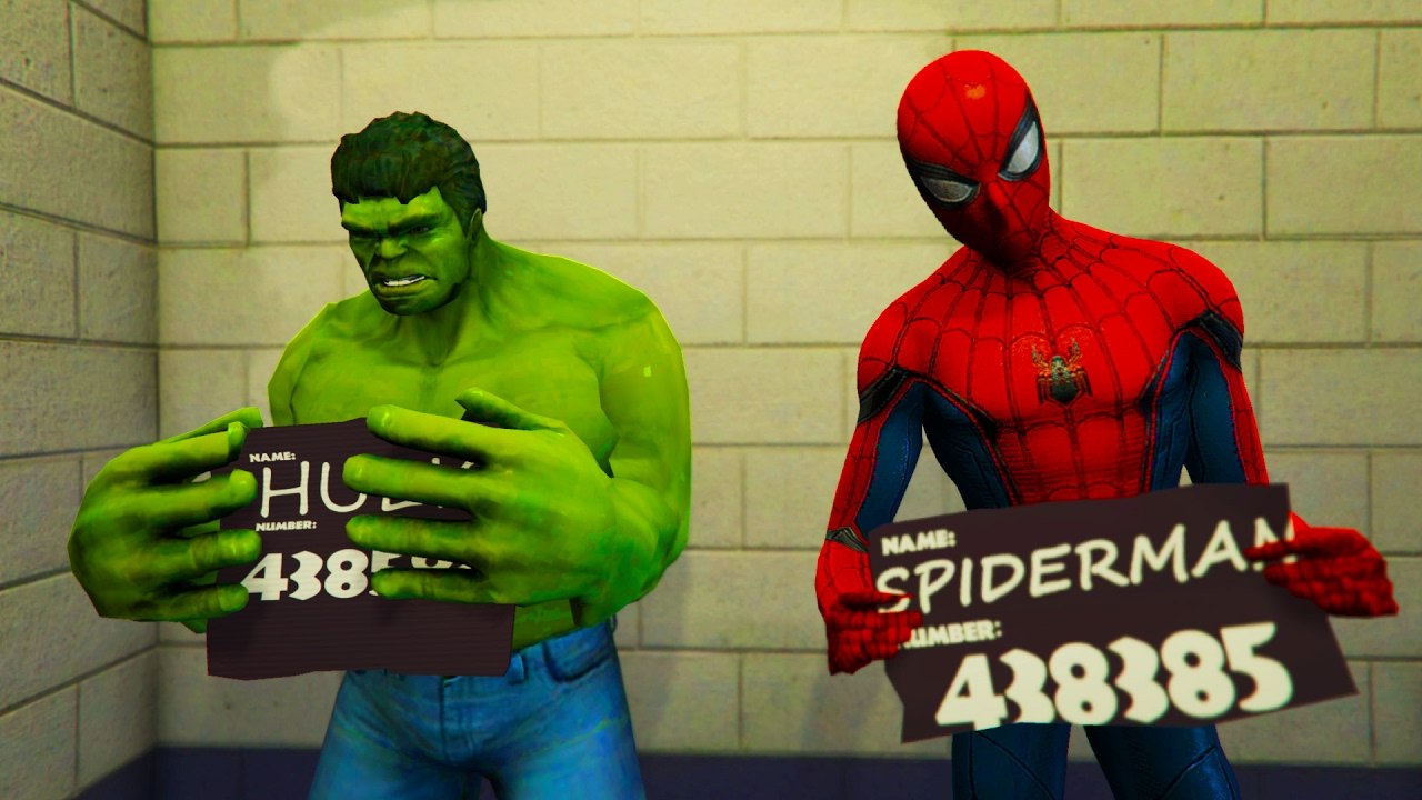 Hulk and Spiderman Go To Jail. Funny cartoon for Kids and Children 3D Animated