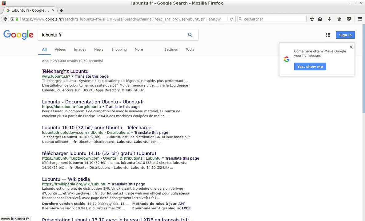 Cours du 11-03-2017 : Recherche de la distribution Lubuntu 16.04.2 LTS