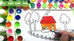 Как Кому Цвет дом раскраска страница для Дети Кому Узнайте Кому Цвет рука акварель Покрасить
