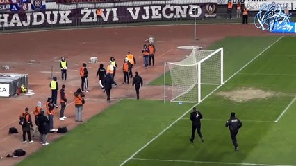 Elinde demir çubukla sahaya daldı!