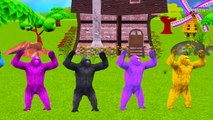 Dinosaurs Vs King Kong Fight | Colors Animals Lion Gorilla Elephant Finger Family Rhymes
