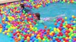Giant Ball Pit in Swimming Pool Fun Jumping Diving Surfing Bellyflop Ball Fight with Kids
