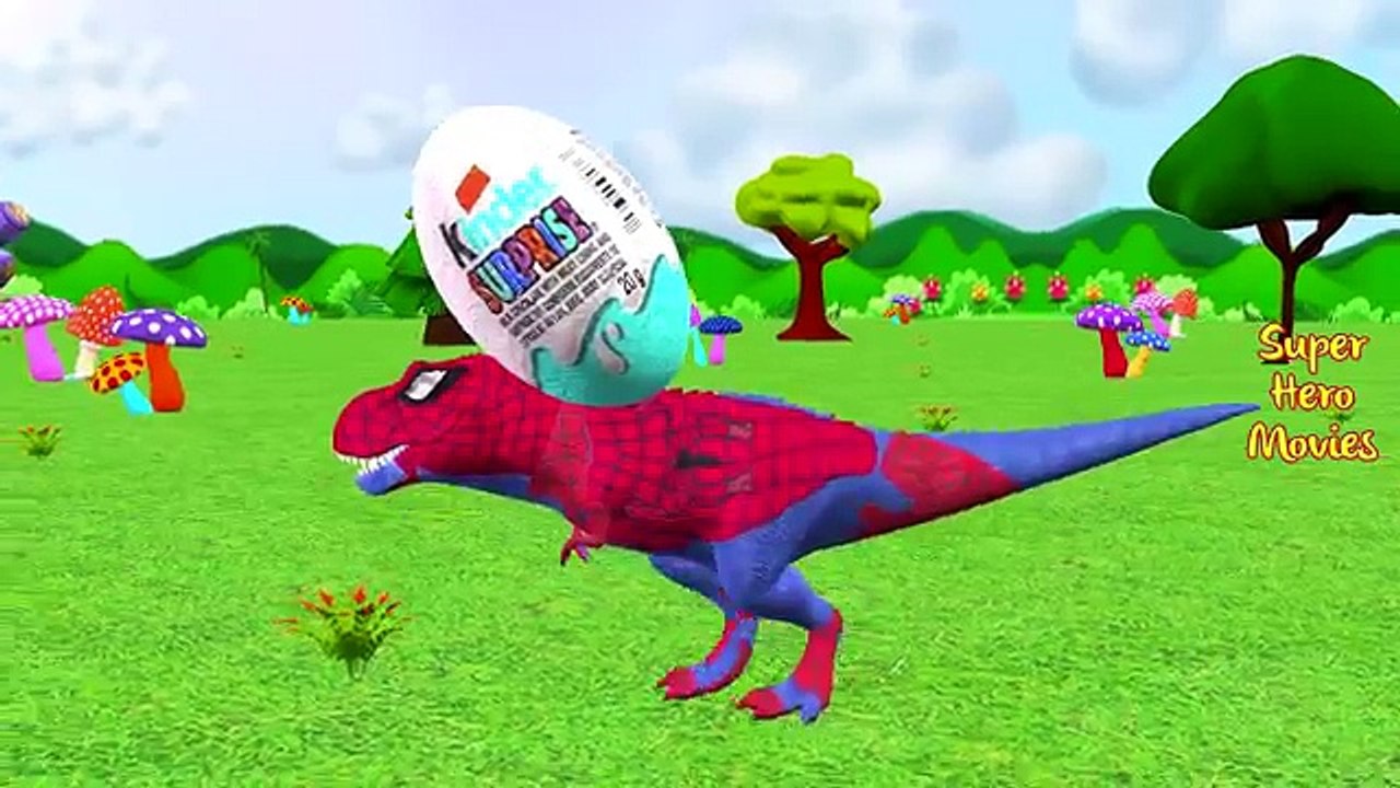 Dinosaurio Huevos Sorpresa De Spiderman T-Rex Dedo De La Familia | Ironman, Hulk Dinosaurios Vivero Rhym