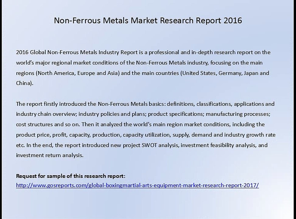 Non-Ferrous Metals Market Research Report 2016