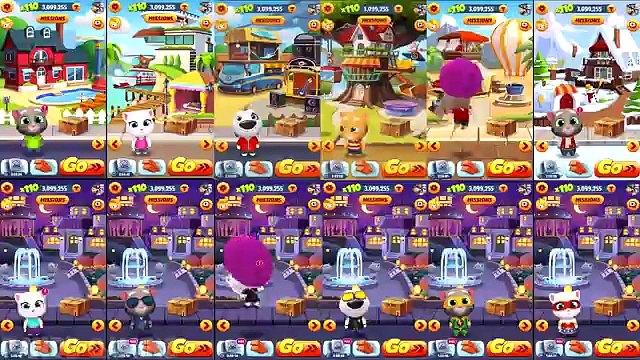 Talking Tom Gold Run - All 12 Characters and All Maps Gameplay