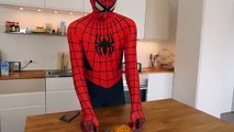 Frozen Elsa & Spiderman vs JOKER WORMS PASTA PRANK - Real Life Superheroes Funny