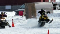 Man Sucked Under Snowmobile In Drag Race