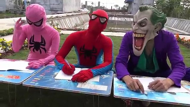 Frozen Elsa vs Spiderman At School Joker Pranks & Catwomen Superheroes classes in real lif