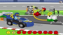 Lego Juniors Race | Lego gas station | Blue machine | Refueling of vehicles