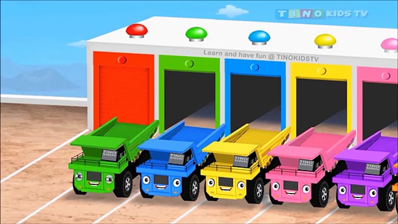 Learn Colors with Dump Trucks for Children & Color Garage Animation : Videos for Kids #2