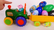 Toy Tractor Carries Many Surprise Eggs and Toys for Kids